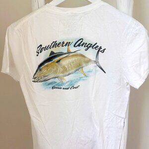 Ocean & Coast Men's White Fish Logo Southern Anglers Tee Shirt SZ S